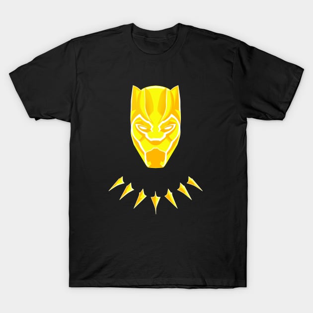 Black Panther Golden Design T-Shirt by HKartworks